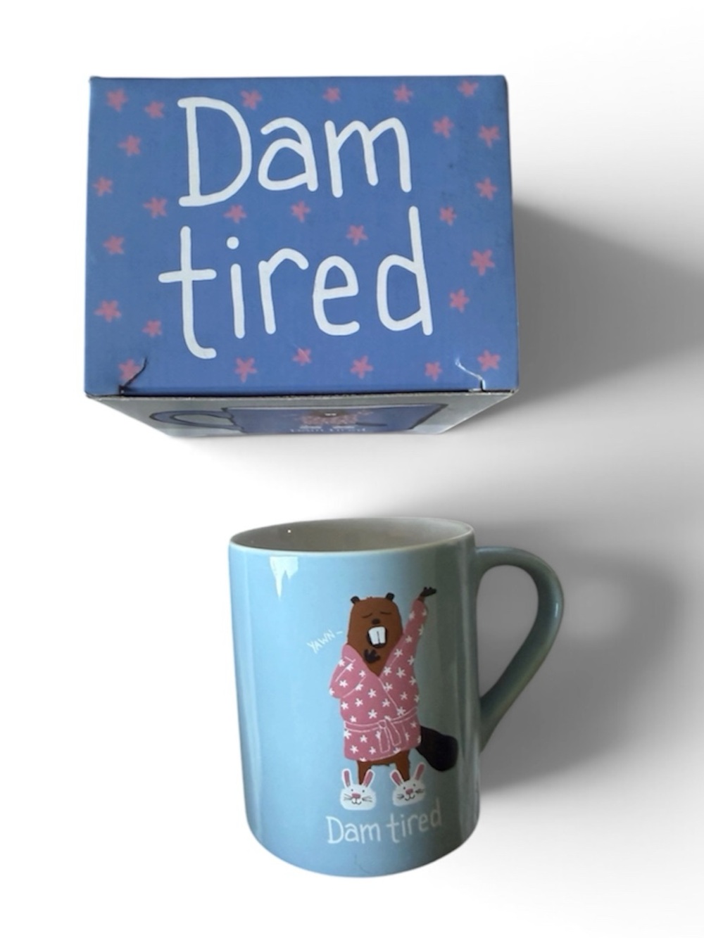 Dam Tired Blue Ceramic Mug by Unknown Brand
